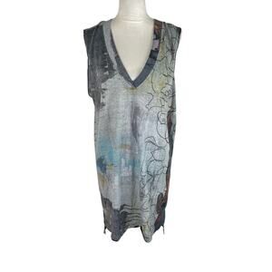 3 Potato Sleeveless Tunic Dress Art to Wear Artsy V-Neck Size XS / Small NEW